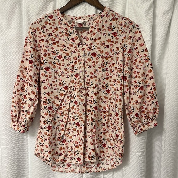 Beach Lunch Lounge Tops - Beach Lunch Lounge Top XS Floral‎ Romantic Boho Flowy Blouse Anthropologie EC